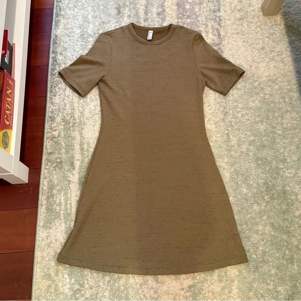 American Apparel Green Sheath Mini Dress Casual Crew Neck
